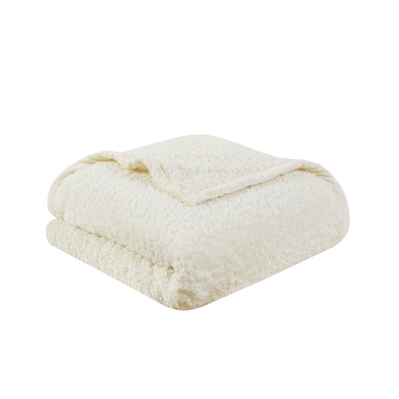 Woolrich John Rich & Bros. Woolrich Burlington Berber Blanket Super Soft, Cozy Lightweight Cover with Luxurious Velvet Binding, Modern Trendy All Season Bedspread Bedding-Set, King: 108x90, Ivory - Image 1